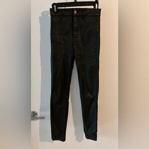 Zara black laquered skinny pants size 02